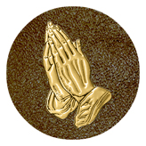 DAROUND 516 GD SH BR Gold Praying Hands Shimmer Brown Background